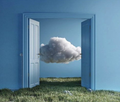 Cloud through open door
